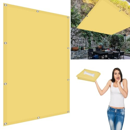 Sonnensegel Sonnenschutz 4.5 x 4.6 m Segeltuch Pergola Quer Vernäht Robust für Außenbereiche wie Garten und Balkone, Sandgelb