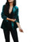 Office Suit Velvet Blazer Jacket for Women, Long Sleeve Cardigan Coat in Various Colors (L Green)