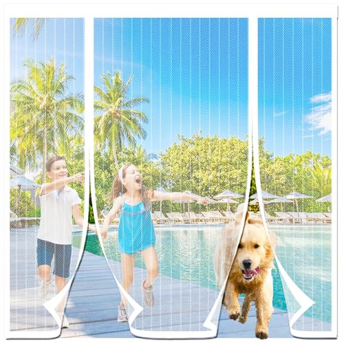 Zanzariera Magnetica,Tenda Zanzariera Porta con Totalmente,Zanzariera Magnetica per Porta,Doppia Apertura Laterale Tenda Zanzariere Magnetiche per Porte Finestre Scorrevole Balcone,Bianco,120x250cm