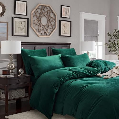 Gezu Bettwäsche Winter Warme Plüsch 200x200cm Grün Hellgrün Doppelseitiger Bettbezug Kaschmir Flanell Fleece Touch Flauschiger Warmer Stoff Samt Bettbezug Set Mit Reißverschluss Mit Kissenbezug 80x80
