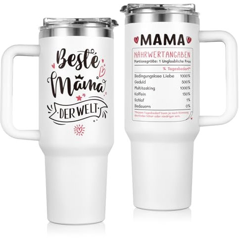 Mama Geschenk, Geburtstagsgeschenk, Geschenke für Mama von Tochter Sohn, Weihnachtsgeschenke, 40 oz Thermobecher mit Deckel und Strohhalm