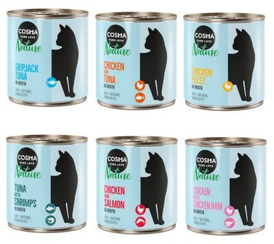 Cosma Nature 6 x 280 g | Katzenfutter nass | Mixpaket 1 (6 Sorten)