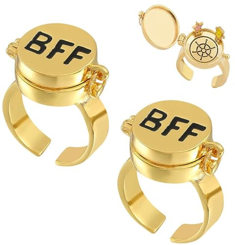 Beste Freunde Ringe, 2 PCS BFF Golden für Immer, Anime Ästhetik Offene Kappe Ring Schmuck Geschenke für Frauen Mädchen