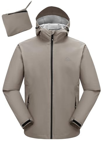 donhobo Men's Waterproof Outdoor Lightweight Hiking Golf Jackets,Packaway Waterproof Jacket Mens,Windbreaker Rain Jacket Packaway Hooded Raincoat for Golf Fishing Cycling Skiing Grey M