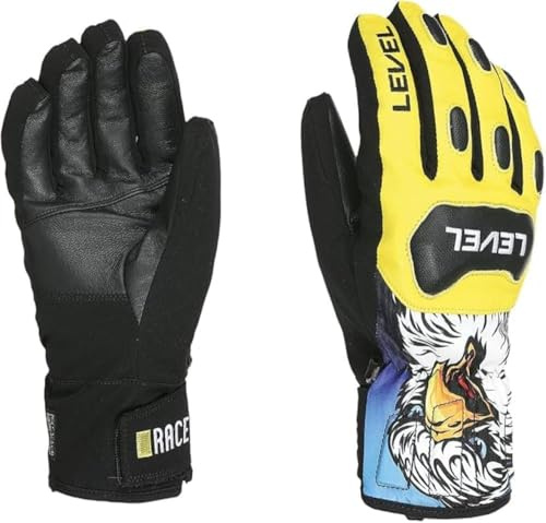 Level Replica - Skihandschuhe Herren, Knöchelschützer aus Leder und Stoff, Winterhandschuhe Herren Wasserdicht für Extreme Kälte, Thermohanschuhe für Skifahren, Schneebekleidung