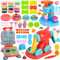 Ulikey Pate a Modeler pour Enfants, 55 Pièces Pâte À Modeler avec 12 Pots, Machine à Glace+Machine à pâtes+Machine à Burger, Clay Accessories Kneading Jouet Cadeau pour 3+ Ans Fille & Garçon