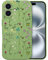 RALEAVO Flower Case for iPhone 16, Liquid Silicone Shockproof Protection Case Cover for Girls Women with Aesthetic Cute Floral Patterns Soft Slim Phone Case for iPhone 16 6.1-Green