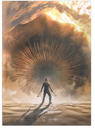 Displate Offiziell Dune MetallPoster Magnetische Befestigung Inklusive Lizenziert Bilder Hochwertiges Poster Iconic Moments - Shai-hulud Rider Poster 45 cm x 32 cm