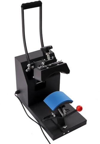 Queeucaer Kappenpresse Wärmepresse Maschine Transferpresse, mit Digital LED Temperatur- und Zeitregler Kappe Schwarz Hut Mützenpresse 360 ° Rotation Cap Heat Press Machine mit Digital LED