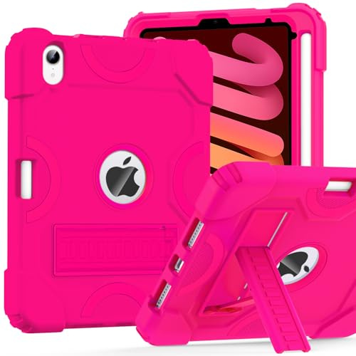 Cantis Schutzhülle für iPad Mini 7 A17 Pro 2024 / iPad Mini 6 2021 8,3 Zoll, strapazierfähig, stoßfest, für iPad Mini 7. / 6. Generation 8,3 Zoll mit Stifthalter, Hot Pink