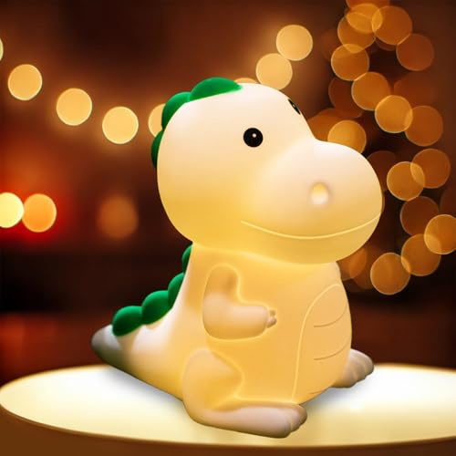 Playtastic Nachtlicht Tier Silikon: Akku-Silikon-Nachtlicht Dinosaurier für Kinder, RGBW, dimmbar, USB (Kinder Touch, Kinderschlafzimmer, Dino)
