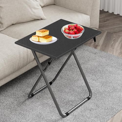 Folding Table, Folding Snack Table, TV Tray Tables, Balcony Foldable Tables, Outdoor CampingTable, SofaTable, SideTable, EndTable, Folding Computer Desk, LaptopTable for Living Room Bedroom (Black)
