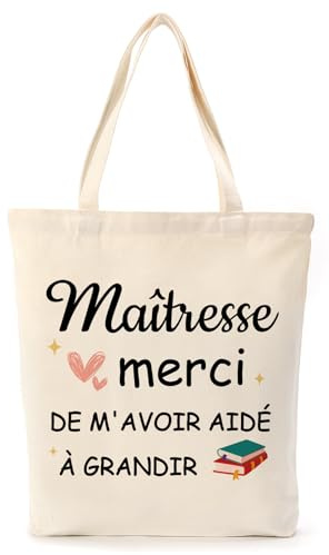 Cadeau Maitresse Tote Bag Cadeau Merci De M'avoir Aidé à Grandir Creche Merci Maitresse Cadeaux Atsem Maitre Nounou Professeur Prof Maîtresse D'école Fin D'année Anniversaire Remerciement Noël