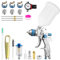 HVLP Professionnel Pistolet à Peinture à Alimentation par Gravité avec 3 Buses 1.4/1.7/2.0mm Coupe 600cc Régulateur d'air Pistolet à Peinture Automatique pour la Réparation de Voitures (Bleu)
