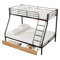 Goldicoo Litera de metal para 2 niños, 90 x 190 y 130 x 190 cm, con escalera – Cama infantil para invitados con 2 cajones