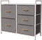 CubiCubi Chest of Drawers with 5 Drawers, Bedroom Drawers, Fabric Dresser with Wooden Top and Handles, Sturdy Steel Frame, Large Storage Space for Bedroom, Living room, Closet, Light Grey and White