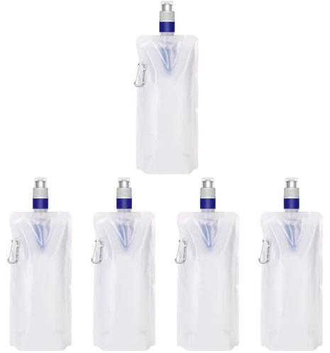Toyvian 5 Stück Tragbarer Wasserfilter Wasserbeutel Faltbare Wiederverwendbare Outdoor Wasserflasche für Camping Wandern und Notfälle Sicherer Trinkwasserfilter für Unterwegs