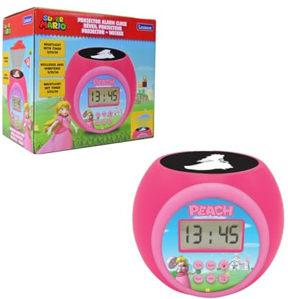 Lexibook, Princesse Peach Réveil Projecteur, RL977PC | Projection au plafond, minuterie, écran LCD, snooze, sur pile, Rose