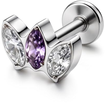 BodyBonita G23 Titanio Pendientes Piercings Oreja Piercing Tragus - Hipoalergenicos 16G Flatback Stud Joyería Helix Medusa Monroe Labret Labio Concha Pendiente 8mm
