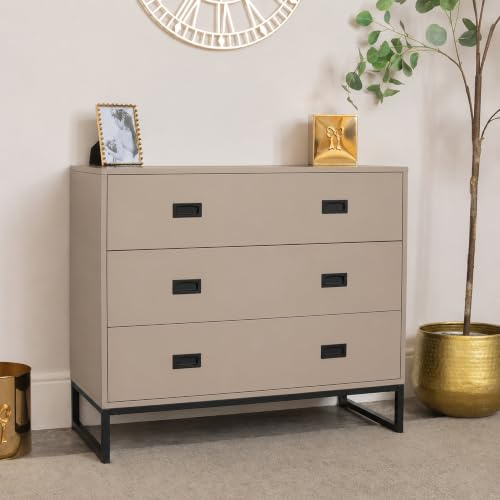 Melody Maison Large 3 Drawer Chest of Drawers - Elle Dark Beige Range