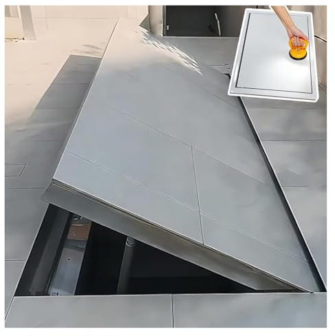 Porte d'accès Porte D'entrée Invisible Pour Sous-sol Avec Sol Carrelé, Trappe Encastrée Personnalisable Avec 1 Ventouse Et 2 Tiges De Support Pneumatiques, 500kg(L 60in/1520mm x W 23in/580mm)
