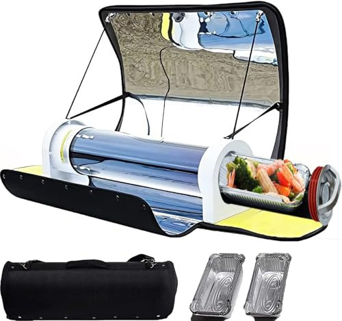 ZHIXUMM Four Solaire, Barbecue De Camping Solaire, Barbecue Portable, Cuiseur Solaire Grande Capacité 4,5 L, ThermomèTre IntéGré, 200 °F à 450 °F (93 °C à 232 °C) — pour Le Camping Et La RandonnéE