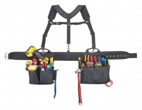 CLC Custom Leathercraft 1608 Electrician's Comfort Lift Combo Tool Belt, 28 Pocket, Black