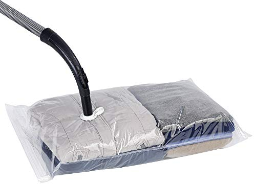 WENKO Vakuum-Beutel, 2 platzsparende Vakuum Aufbewahrungssäcke für Saisonbekleidung, einfach mit dem Staubsauger die Luft absaugen, kein Staub, Keine Falten, transparenter Kunststoff, je 55 x 90 cm