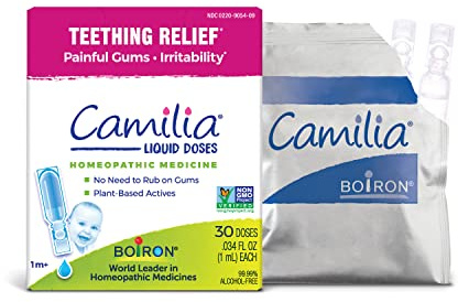 Boiron Camilia Teething Drops for Daytime and Nighttime Relief of Painful or Swollen Gums and Irritability in Babies - 30 Count