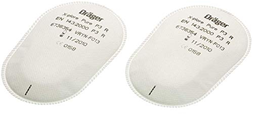 Dräger X-plore filtri a baionetta antiparticolato Pure P3 per aerosol/particolati | 10 paia | Filtro di ricambio per semimaschere e maschere a pieno facciale X-plore 3300, 3500 e 3500