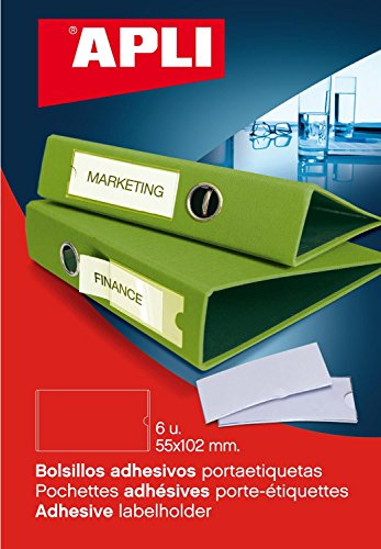 APLI 2614 - Selbstklebende Taschen für Etiketten, 55 x 102 mm, 6 Stück