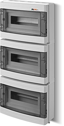 EPN Aufputz Sicherungskasten Feuchtraum IP55 Unterverteilung 3 reihig für 39 Automaten HERMES Weiß