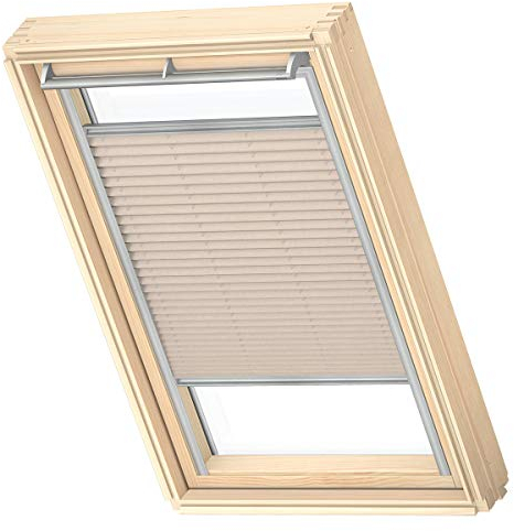 VELUX Original Dachfenster Plissee für S06, Hellbeige, mit Grauer Führungsschiene
