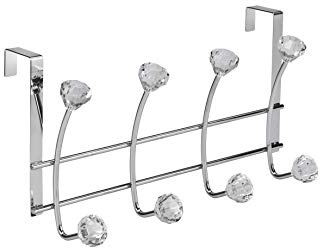 Croydex Over Door Hooks with Jewel Detail, 8 Hooks | No Drill Coat Hangers | Ideal for Bathroom Towels | Multi-Functional | 5 Year Rust Free | 8kg Max Load