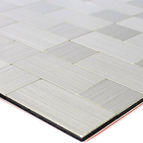 Metall Mosaikfliesen Selbstklebend Silber Wand Bad Küchenspiegel WC Mikros 2Mix