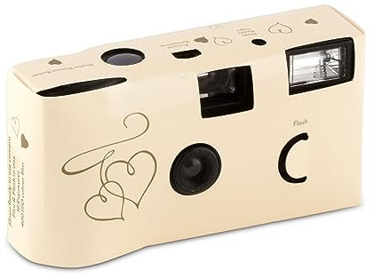 Weddingstar Disposable Camera with Flash - Gold Enchanted Hearts (1 Pack)