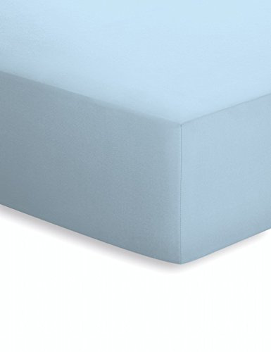 schlafgut 50151-00002000-045-052 Jersey-Elasthan Spannbetttuch, Baumwoll-Mischgewebe, Aqua, 220 x 150 x 1 cm