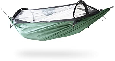 DD HAMMOCKS Jungle Superlight - Leichthängematte mit abnehmbarem Moskitonetz und Regendach, 125 kg Tragkraft, Grün