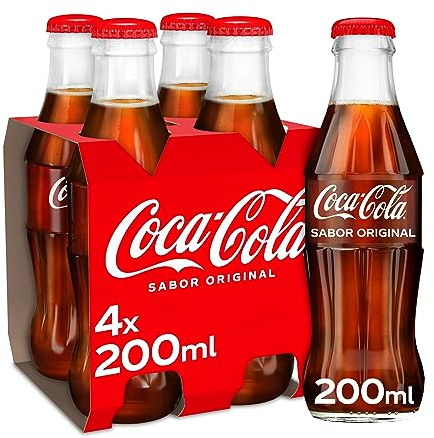 Coca-Cola Sabor Original - Refresco de cola - Pack 4 Botellas de Vidrio 200 ml