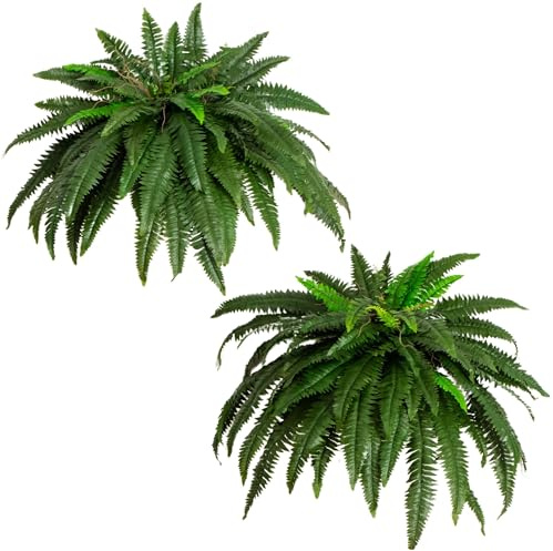 Nearly Natural 48 in Artificial Boston Fern Hanging Plant (Set of 2)