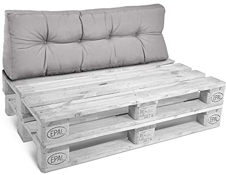 Beautissu Rückenkissen Palettenkissen Outdoor 120x40 cm – Gepolsterte Auflagen für Paletten Europaletten Palettensofa Lounge Kissen Outdoor Palettenmöbel Palettenpolster Hellgrau – Style