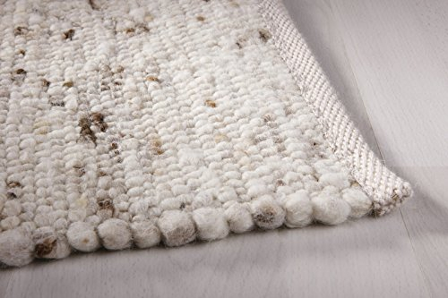 Taracarpet Moderner Landhaus Teppich Handwebteppich Fjord aus hochwertiger Schurwolle beidseitig legbar echte Handarbeit Farbe 2 Natur braun meliert 200x300 cm