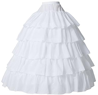BEAUTELICATE Sottogonna Sposa Lungo A-line Crinolina Sottogonna Donna 4 Cerchio con 5 Strati Balze per Matrimonio Carnevale Abito da Sera anni 50 Hallowen Rockabilly (Bianco, S-M)