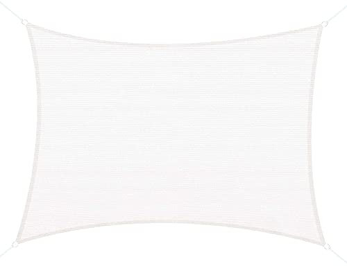 Outsunny Toldo Vela de Sombra Rectangular 4x6 m Toldo de Terraza con Anti-UV Anillo de Acero Inoxidable y Cuerdas de Nylon para Jardín Patio Crema