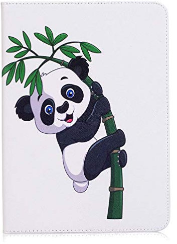 AIFILLE Portable Blanche Etui PU Cuir pour Tablette Samsung Galaxy Tab S3 9.7 Pouces SM-T820/T825 Animaux Panda et Bambou Motif Coque Clapet Portefeuille Antichoc 360 Protection Folio Support Housse