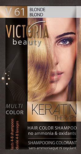Victoria Beauty - Color Shampoo für coloriertes Haar mit Keratin, Tönungswäsche, Tönungsshampoo Ohne Ammoniak und Oxidantien blonde Farbe №61 (6 x 40ml)