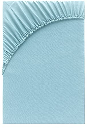Class Home Collection Spannbettlaken 90x200cm - 100x200cm Jersey Baumwolle Aqua Blau