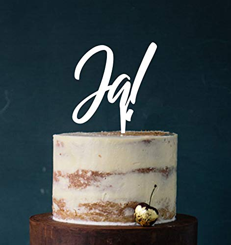 Manschin-Laserdesign Cake Topper, Tortenstecker, Tortefigur Acryl, Farbwahl - Hochzeit Hochzeitstorte Ja! (Weiß) Art.Nr. 5018