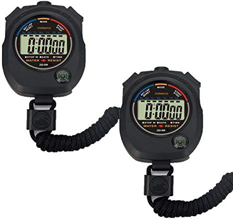 Pgzsy 2 Pack Multi-Function Electronic Digital Sport Stopwatch Timer, Large Display with Date Time and Alarm Function,Suitable for Sports Coaches Fitness Coaches and Referees,Pgzsy