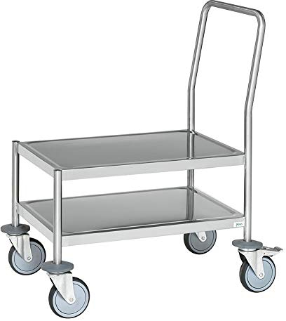 Edelstahl-Plattformwagen mit 2 Böden LxBxH 700 x 435 x 905 mm, Traglast: 200 kg, C3